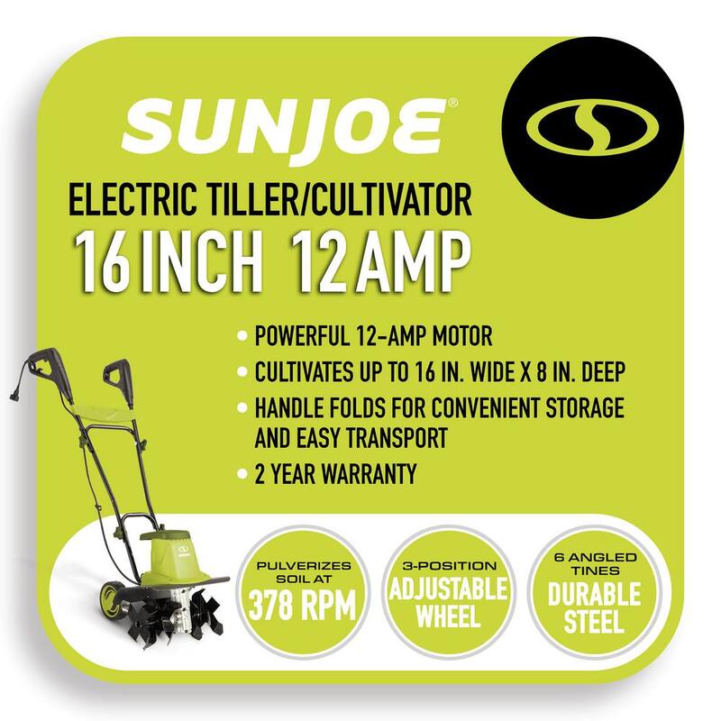 Sun Joe 16 in. 12 Amp Electric Garden Tiller/Cultivator - TJ603E