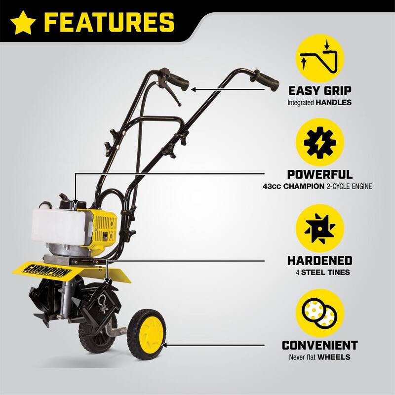 Champion Power Equipment 9.5 in. Portable Gas Garden Tiller Cultivator - 100882
