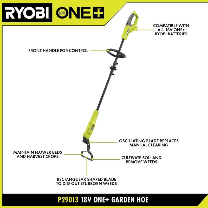 RYOBI ONE+ 18V Cordless Battery Garden Hoe (Tool Only) - P29013BTL