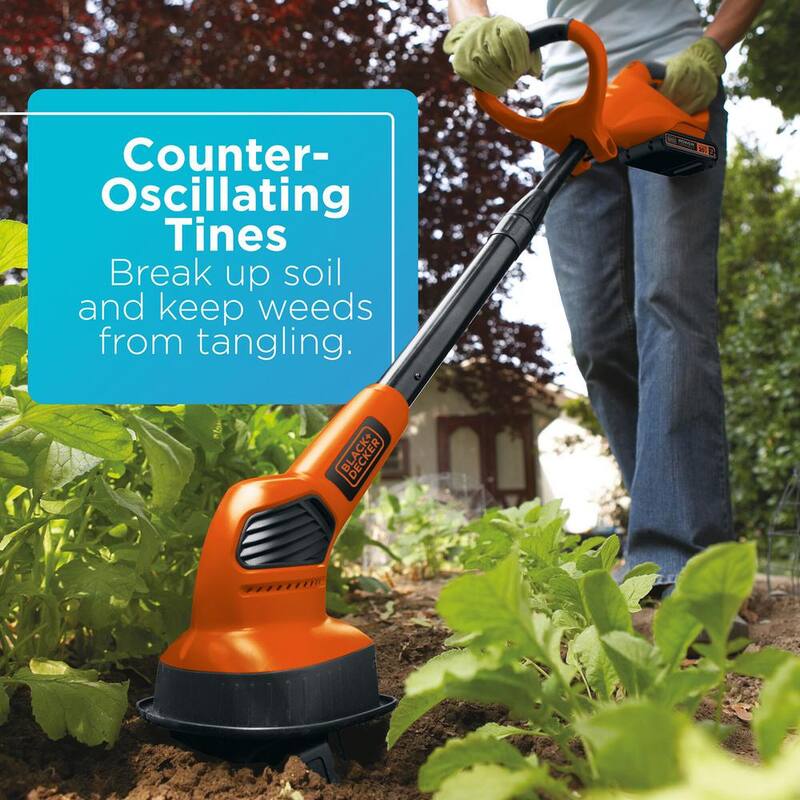 BLACK+DECKER 20V MAX 7 in. Lithium-Ion Cordless Garden Cultivator/Tiller with 1.5Ah Battery and Charger Included - LGC120