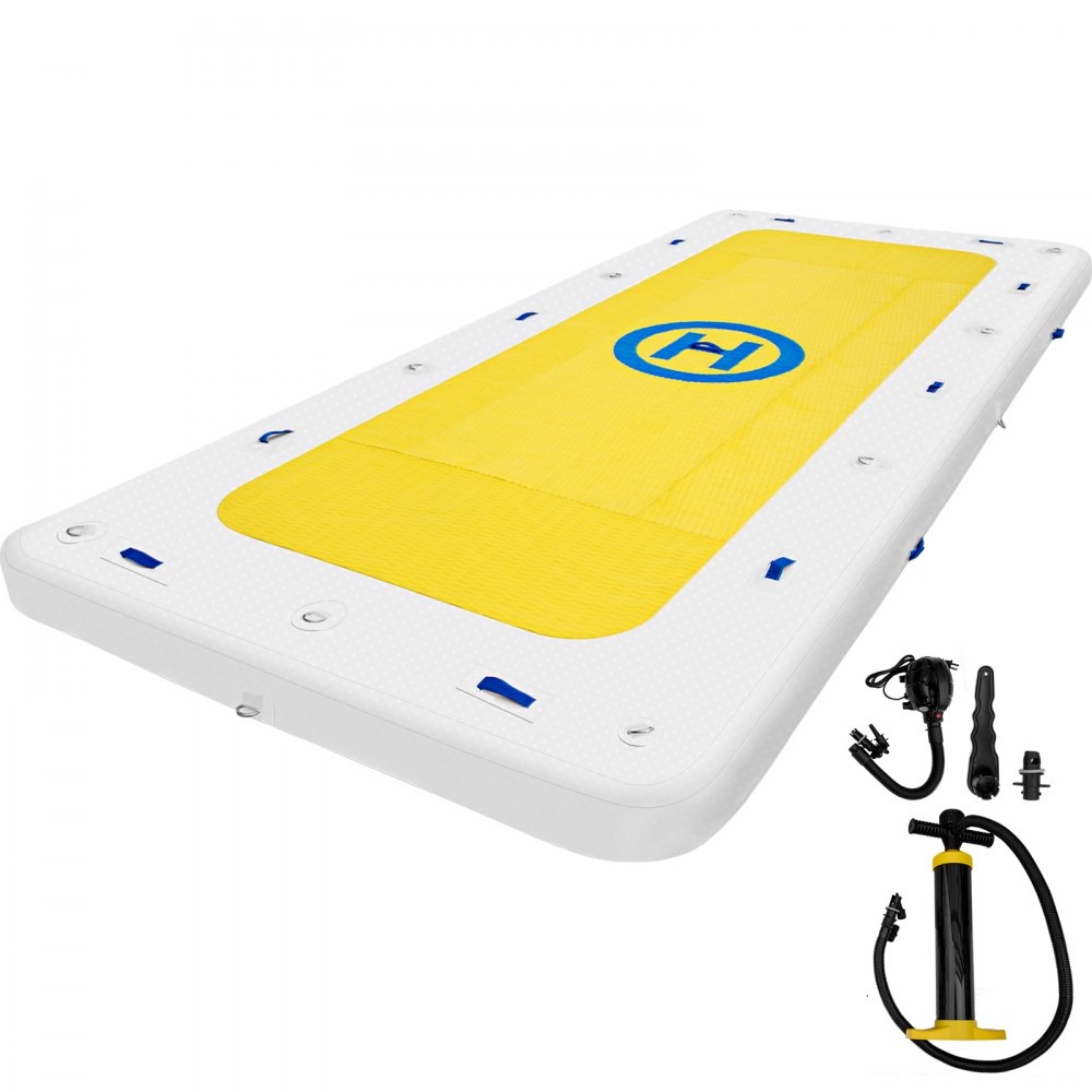 VEVOR Inflatable Dock Floating Platform, 12 x 6 ft, 3-5 Person Capacity, 6 inches Thick, Swim Dock with Hand Pump, Electric Air Pump & Storage Bag, Drop Stitch PVC Non-Slip Raft for Pool Beach Ocean - FTMC12X6110VKD2V9V1