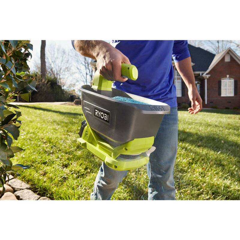RYOBI ONE+ HP 18-Volt Brushless 14 in. Cordless Battery Cultivator, Seed Spreader, Two 4.0 Ah Batteries and Charger - P2740-SS