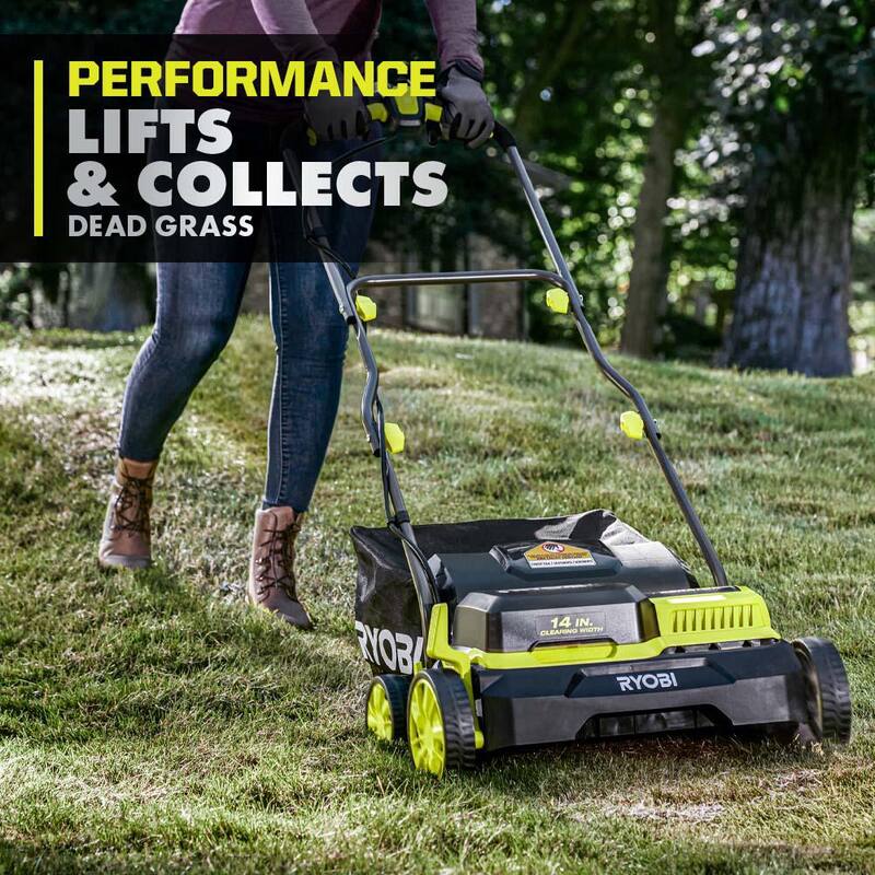 RYOBI ONE+ HP 18-Volt Brushless 14 in. Cordless Battery Cultivator, Seed Spreader, Two 4.0 Ah Batteries and Charger - P2740-SS