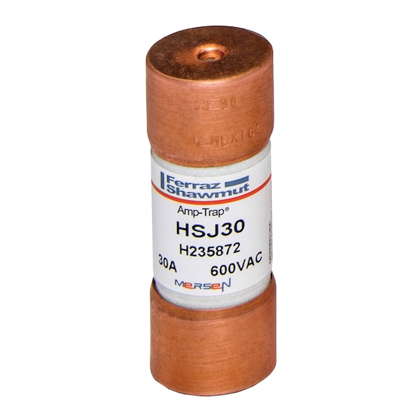 Mersen UL Class Fuse, J Class, HSJ Series, Very Fast-Acting, 30A, 600V AC, Non-Indicating - HSJ30