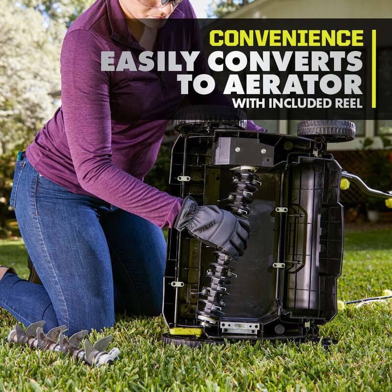 RYOBI ONE+ HP 18V Brushless 14 in. Cordless Battery Dethatcher/Aerator Cultivator with (4) 4.0 Ah Batteries and (2) Charger - P2740-BK