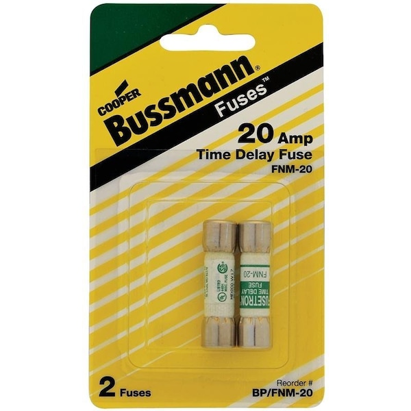 Eaton Bussmann Midget Fuse, FNM Series, Time-Delay, 20A, 250V AC, 10kA at 250V AC - BP/FNM-20