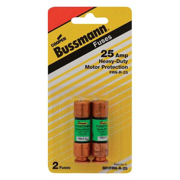 Eaton Bussmann Midget Fuse, FRN-R Series, Time-Delay, 25A, 250V AC, 20kA DC - BP/FRN-R-25