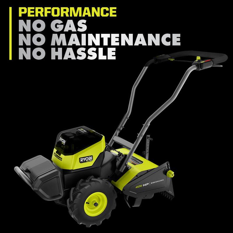 RYOBI 40V HP Brushless 18 in. Battery Powered Rear Tine Tiller (Tool Only) - RY40702B