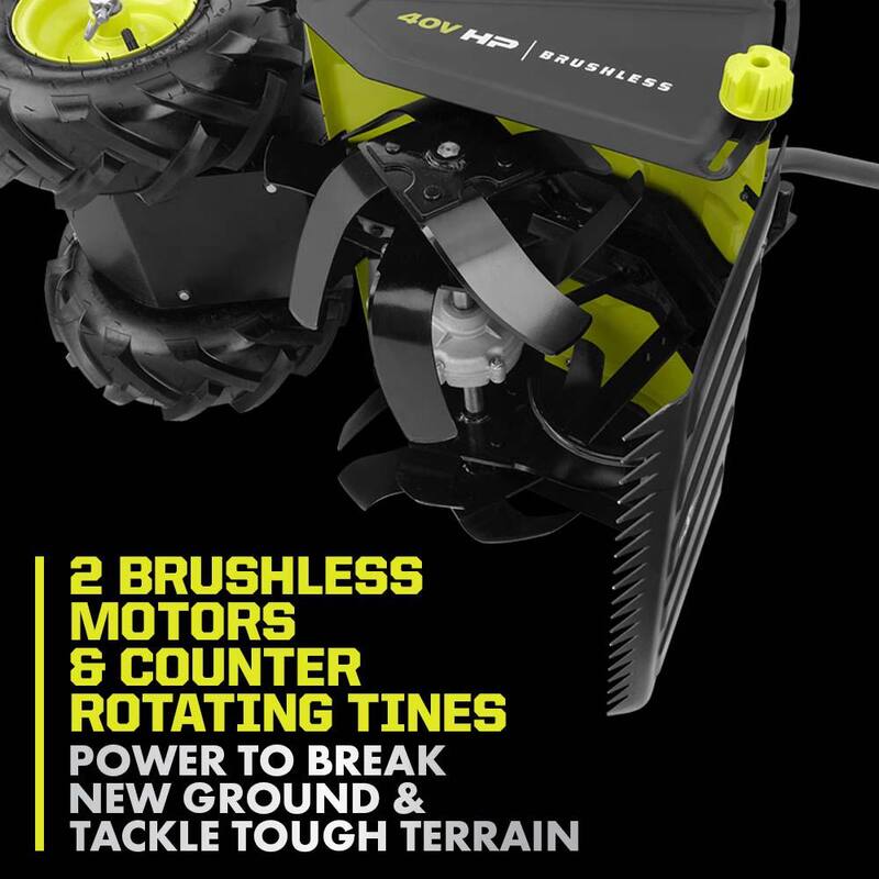 RYOBI 40V HP Brushless 18 in. Battery Powered Rear Tine Tiller (Tool Only) - RY40702B