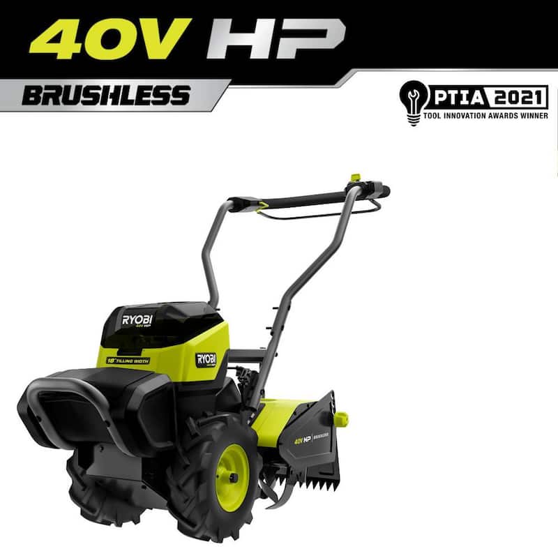 RYOBI 40V HP Brushless 18 in. Battery Powered Rear Tine Tiller (Tool Only) - RY40702B
