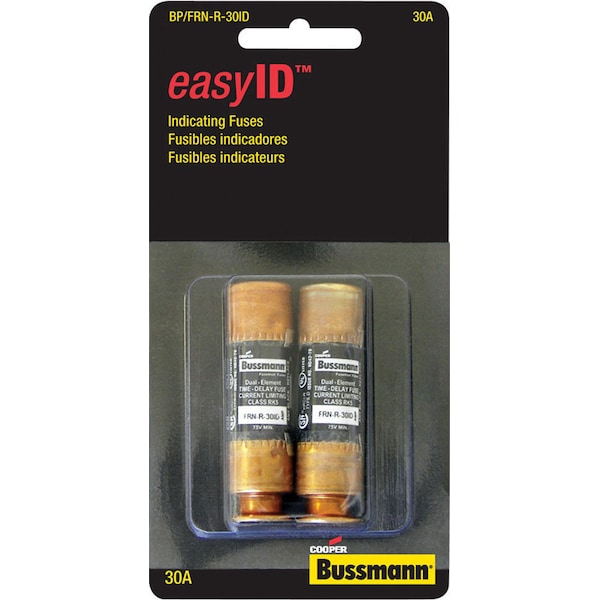 Eaton Bussmann Midget Fuse, FRN-R Series, Time-Delay, 30A, 250V AC, 20kA DC - BP/FRN-R-30ID