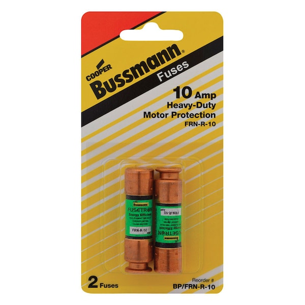 Eaton Bussmann Midget Fuse, FRN-R Series, Time-Delay, 10A, 250V AC, 20kA DC - BP/FRN-R-10