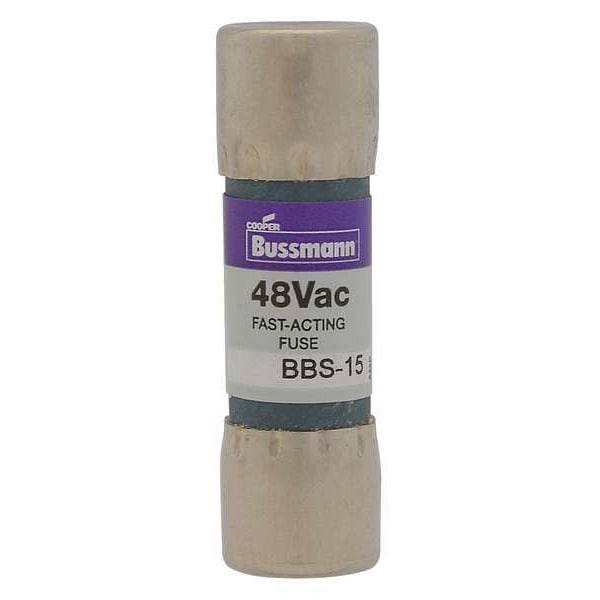 Eaton Bussmann Midget Fuse, BBS Series, Fast-Acting, 15A, 48V AC, Non-Indicating, 10kA at 48V AC - BBS-15