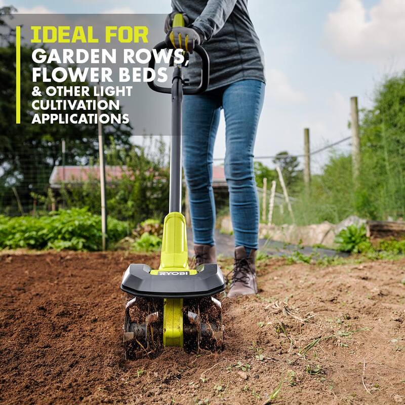 RYOBI 40V HP Brushless 18 in. Battery Powered Rear Tine Tiller & 18V ONE+ 8 in. Cordless Cultivator - 40V & 18V 4 Ah Batteries - RY40720-C