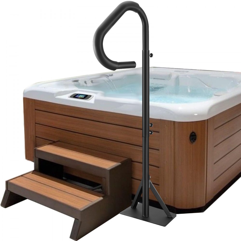 VEVOR Hot Tub Handrail, 360 Rotatable Spa Side Handrail with 48"-63" Adjustable Height, Rust-proof Aluminum Spa Step Hot Tub Hand Rail with Slide-Under Mount Base for Indoor & Outdoor, 600LBS Capacity - RSYGFS63YC00CR39BV0