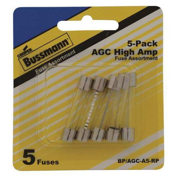 Eaton Bussmann Glass Fuse Kit, AGC Series, 5 Fuses Included, No Fuse Class Class, 10 to 30A, 250V AC, 32V AC - BP/AGC-A5-RP