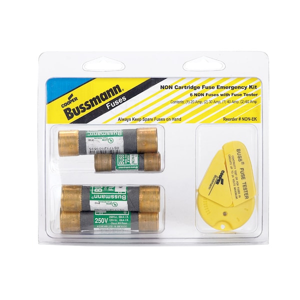 Eaton Bussmann Cartridge Fuse Kit, 6 Fuses Included, H(K) Class, 20 to 60A, 250V AC - NON-EK