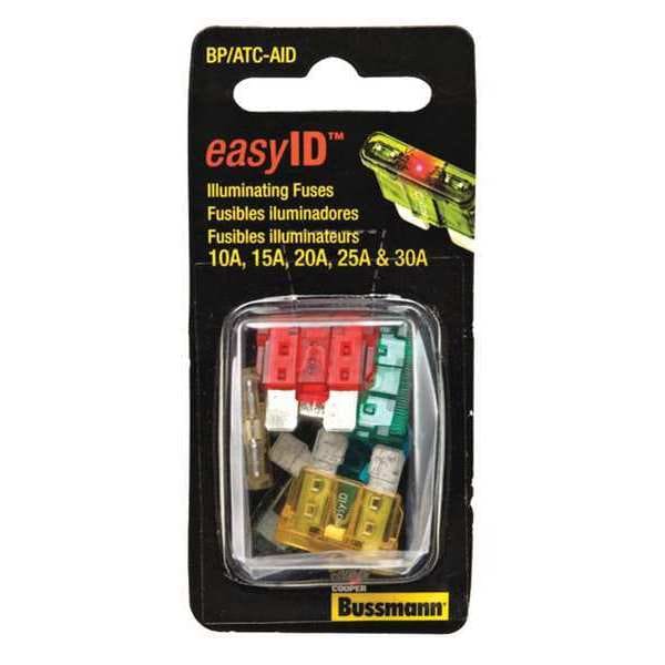 Eaton Bussmann Automotive Fuse Kit, ATC Series, 5 Fuses Included, No Fuse Class Class, 10 to 30A, Not Rated - BP/ATC-AID