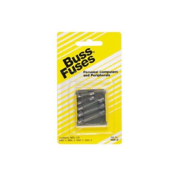 Eaton Bussmann Glass Fuse Kit, MDL, GDC Series, 5 Fuses Included, 1/2 to 2A, 250V AC, 32V AC - HEF-2