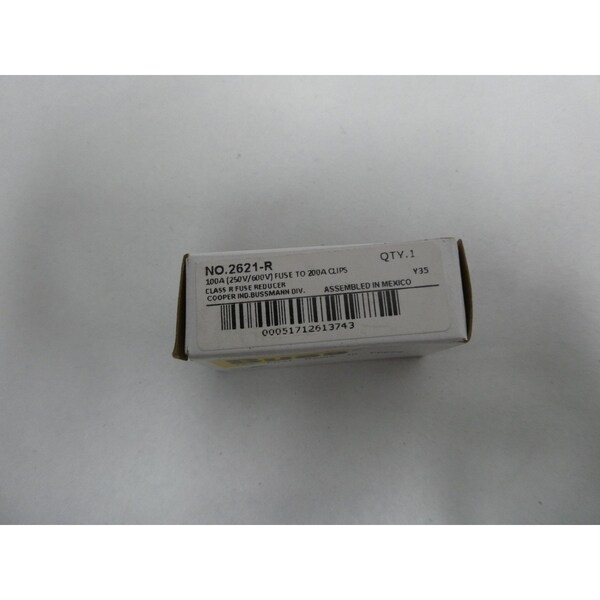 Eaton Bussmann Fuse Reducer, R Fuse Class, 200A Max. Amps, 600V AC Max. Volts, 0 to 200A Amp Range - 2621-R