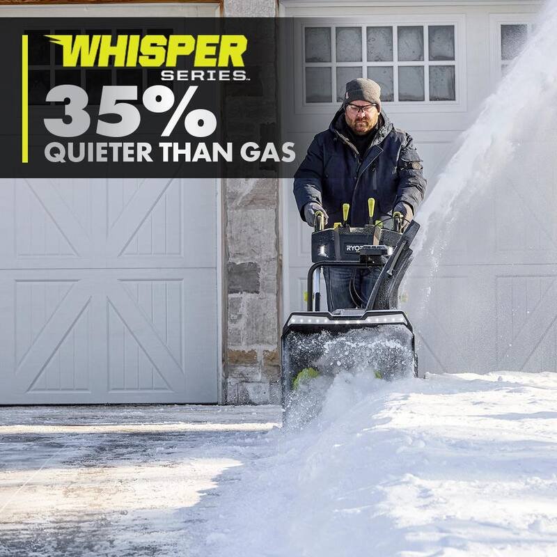 RYOBI 40V HP Brushless Whisper Series 24" 2-Stage Cordless Electric Self-Propelled Snow Blower - (4) 6 Ah Batteries & Charger - RY40870