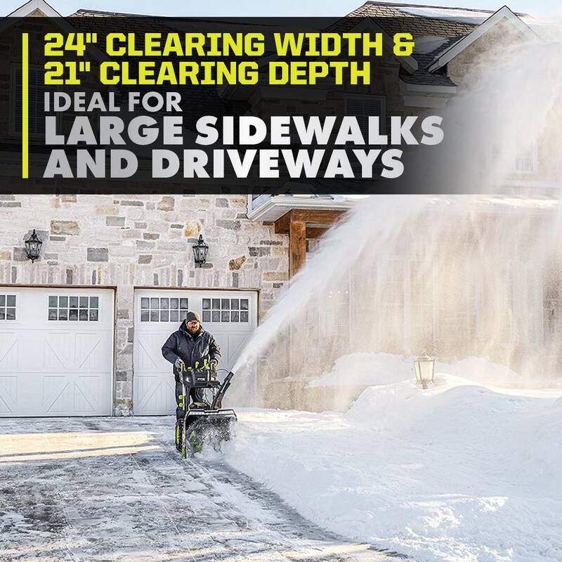 RYOBI 40V HP Brushless Whisper Series 24" 2-Stage Cordless Electric Self-Propelled Snow Blower - (4) 6 Ah Batteries & Charger - RY40870