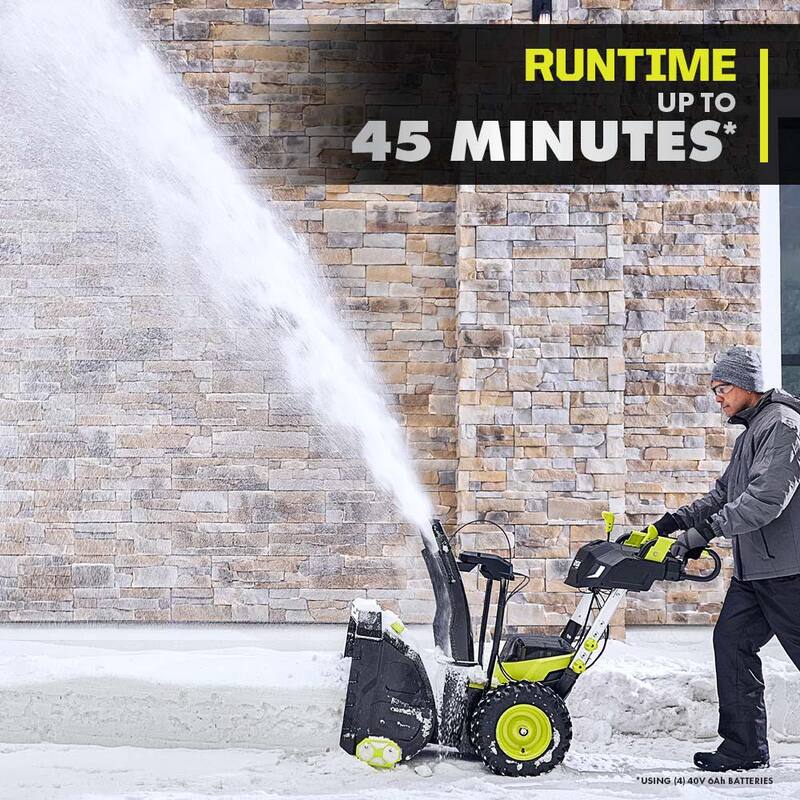 RYOBI 40V HP Brushless Whisper Series 24" 2-Stage Cordless Electric Self-Propelled Snow Blower - (4) 6 Ah Batteries & Charger - RY40870