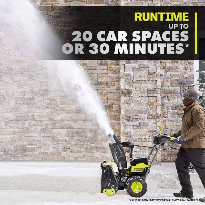 RYOBI 40V HP Brushless Whisper Series 22" 2-Stage Cordless Electric Self-Propelled Snow Blower - (2) 8 Ah Batteries & Charger - RY408150VNM