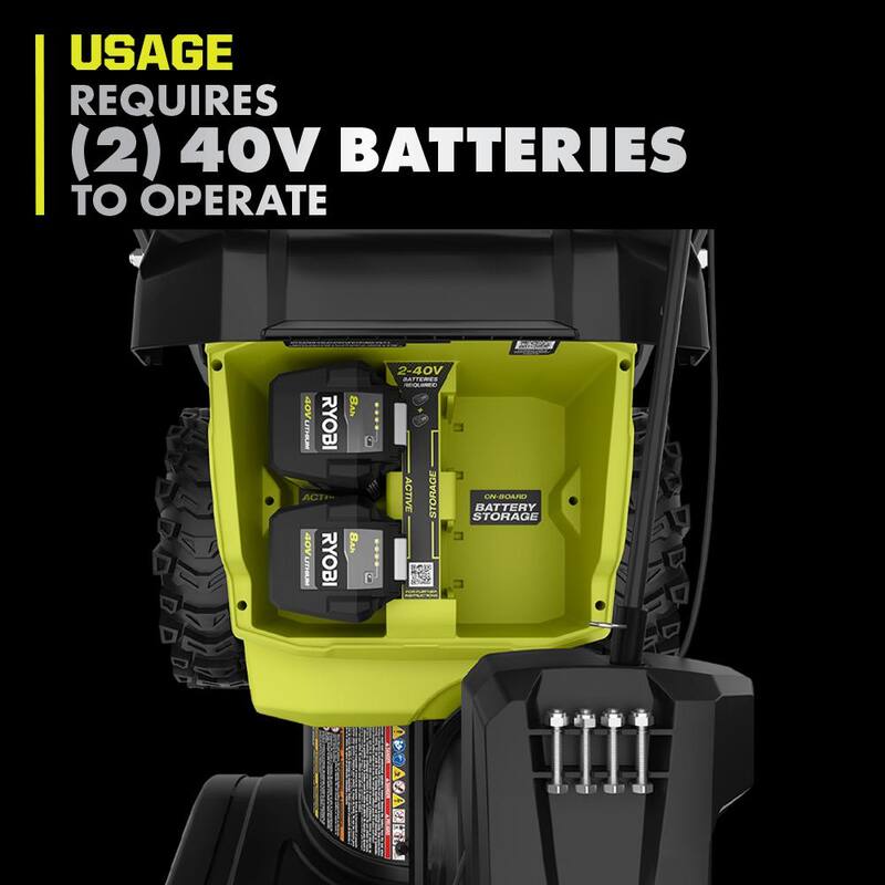 RYOBI 40V HP Brushless Whisper Series 22" 2-Stage Cordless Electric Self-Propelled Snow Blower - (2) 8 Ah Batteries & Charger - RY408150VNM