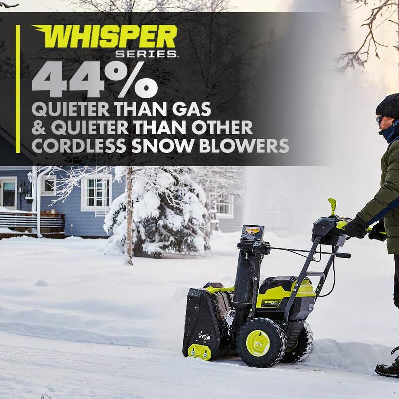 RYOBI 40V HP Brushless Whisper Series 22" 2-Stage Cordless Electric Self-Propelled Snow Blower - (2) 8 Ah Batteries & Charger - RY408150VNM