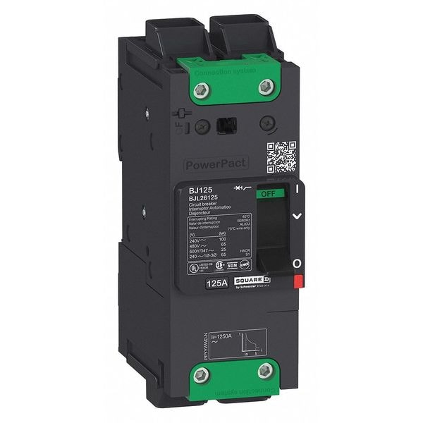 Square D Molded Case Circuit Breaker, BGL Series, 40A, 2 Pole, 347/600V AC, 65kA at 240V AC, B Curve - BGL26040
