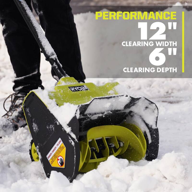 RYOBI 40V 12 in. Single-Stage Cordless Electric Snow Shovel with 4.0 Ah Battery and Charger - RY408130