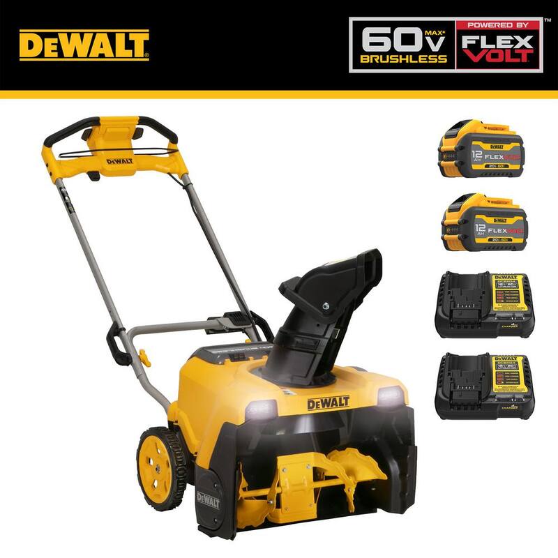 DEWALT 60-Volt 21 in. Maximum Cordless Electric Single Stage Snow Blower with Two 4.0 Ah FLEXVOLT Batteries and 2 Chargers - DCSNP2142Y2