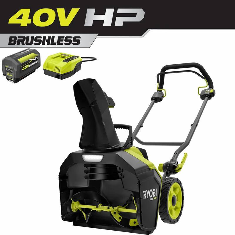 RYOBI 40V HP Brushless 18 in. Single-Stage Cordless Electric Snow Blower with 6.0 Ah Battery and Charger - RY40890