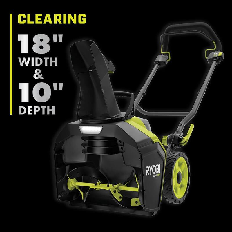 RYOBI 40V HP Brushless 18 in. Single-Stage Cordless Electric Snow Blower with 6.0 Ah Battery and Charger - RY40890