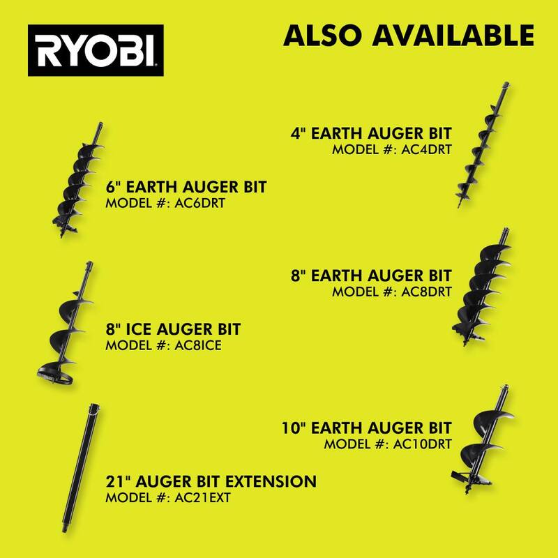RYOBI 40V HP Brushless Cordless Earth Auger Powerhead with 8 in. Bit with 4.0 Ah Battery and Charger - RY40710