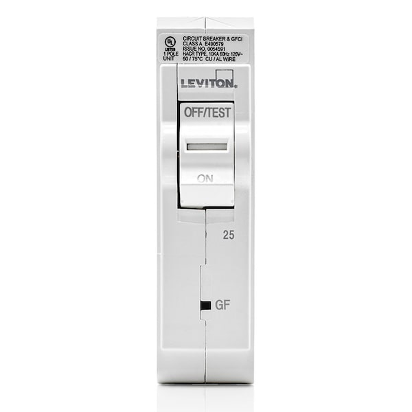 Leviton Circuit Breaker, 25A, 1 Pole, 120/208/240V AC - LB125-GF