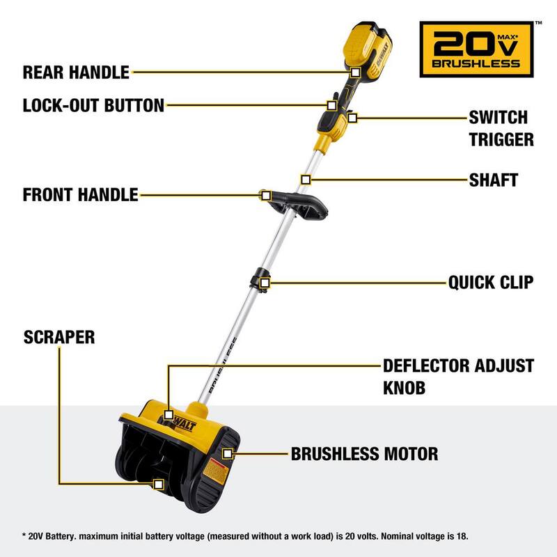 DEWALT 10 in. 20-Volt MAX Cordless Snow Shovel - Tool Only - DXSVXA2016-002