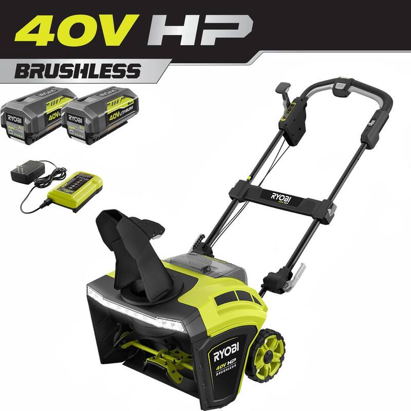 RYOBI 40V HP Brushless 21 in. Cordless Single Stage Snow Blower with (2) 5.0 Ah Batteries and Charger - RY40862