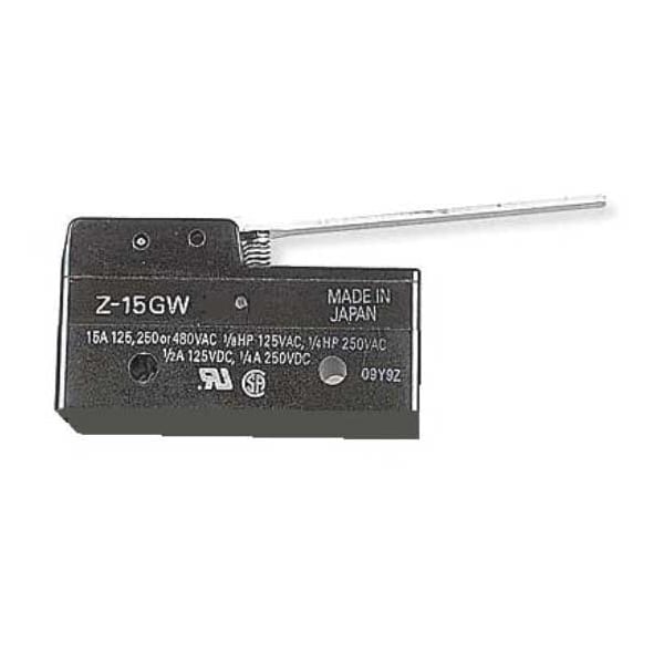 Conmutador de acción rápida industrial de Omron, bisagra, actuador de palanca, SPDT, clasificación de contacto de 15A @ 480V AC - Z-15GW