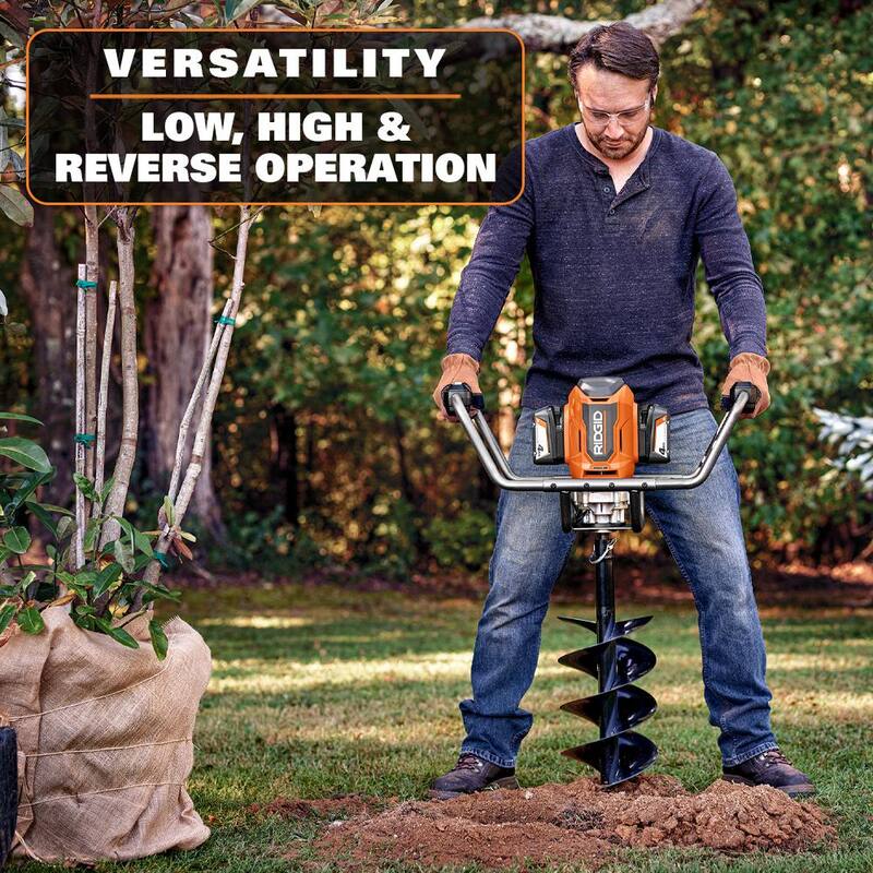 RIDGID 18-Volt Earth Auger with 8 in. Bit and (2) 4.0 Ah Batteries and Charger - R01701K