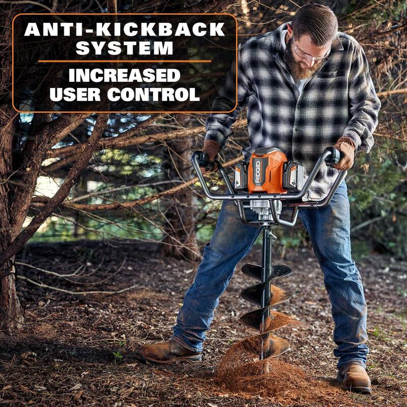 RIDGID 18-Volt Earth Auger with 8 in. Bit and (2) 4.0 Ah Batteries and Charger - R01701K