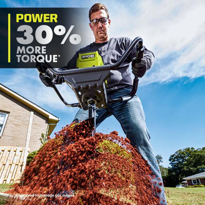 RYOBI 40V HP Brushless Cordless Earth Auger with 4,6, 8 and 10 in. Bits with 4.0 Ah Battery and Charger - RY40710-DRT