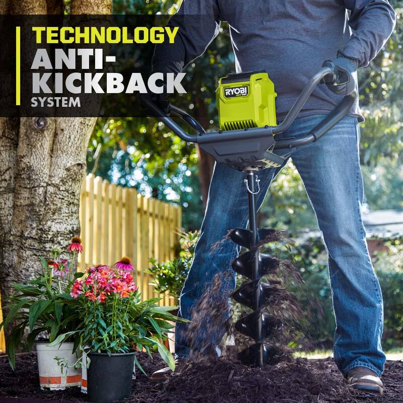 RYOBI 40V HP Brushless Cordless Earth Auger with 4,6, 8 and 10 in. Bits with 4.0 Ah Battery and Charger - RY40710-DRT