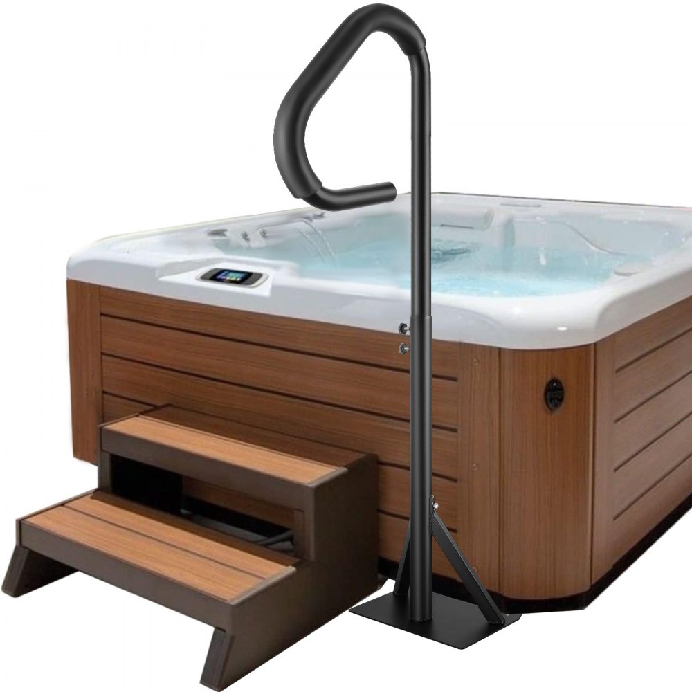 VEVOR Hot Tub Handrail, 360 Rotatable Spa Side Handrail with 35"-57" Adjustable Height, Rust-proof Aluminum Spa Step Hot Tub Hand Rail with Slide-Under Mount Base for Indoor & Outdoor, 600LBS Capacity - RSYGFS57INCHO7V0BV0