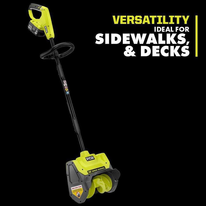 RYOBI ONE+ 18V 10 in. Cordless Electric Snow Shovel with Salt Spreader, 4.0 Ah Battery, and Charger - P2760-SS