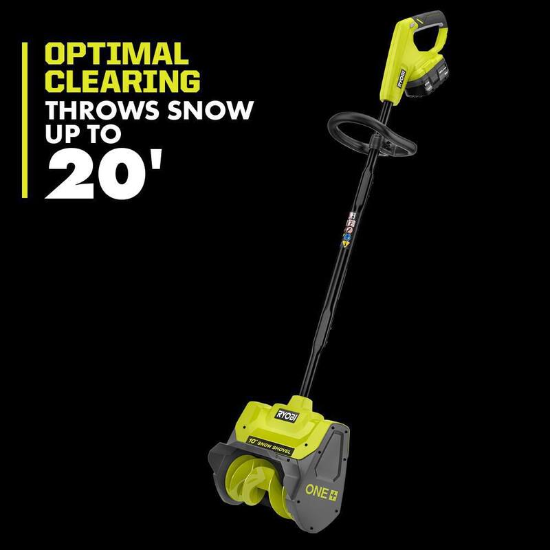 RYOBI ONE+ 18V 10 in. Cordless Electric Snow Shovel with Salt Spreader, 4.0 Ah Battery, and Charger - P2760-SS