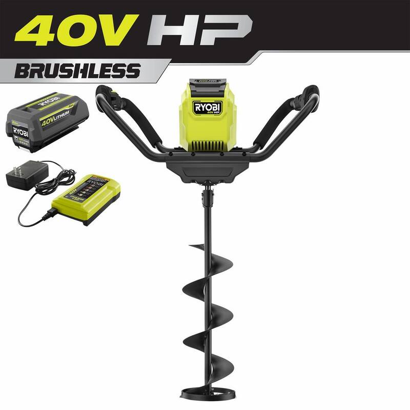 RYOBI 40-Volt HP Ice Auger with 8 in. Bit and 4.0 Ah Battery and Charger - RY40712