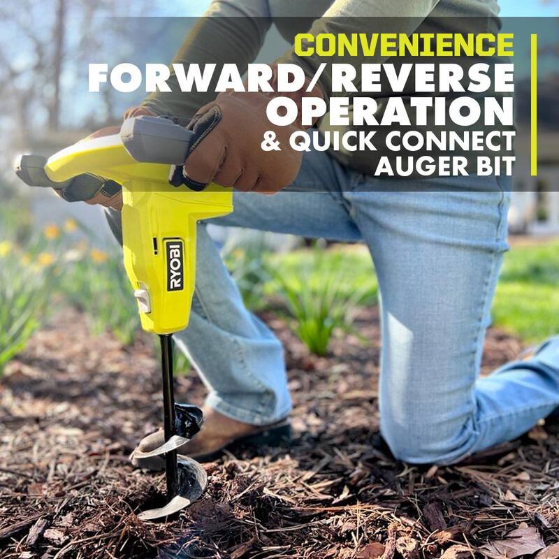 RYOBI ONE+ 18V Cordless Earth Auger with 3 in. Bit, 2.0 Ah Battery and Charger - P29160
