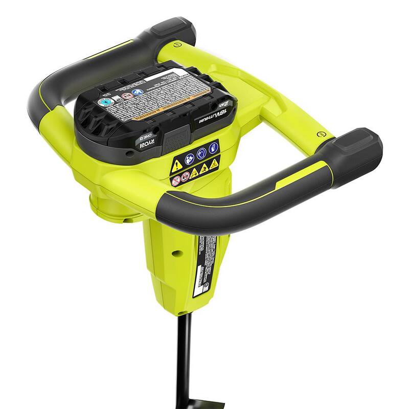 RYOBI ONE+ 18V Cordless Earth Auger with 3 in. Bit, 2.0 Ah Battery and Charger - P29160